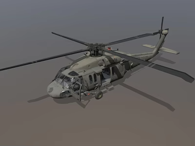 Military Helicopter 3D Model With Camouflage Finish Rotor Blades And Cockpit Details 3d model