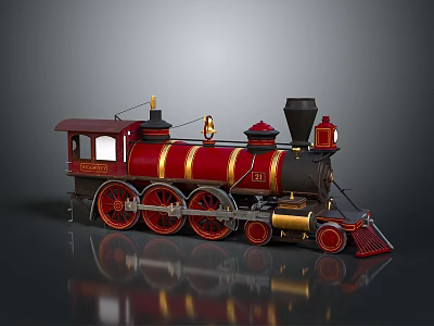 Vintage Steam Train Red And Gold Exterior With Large Wheels And Classic Design 3d model
