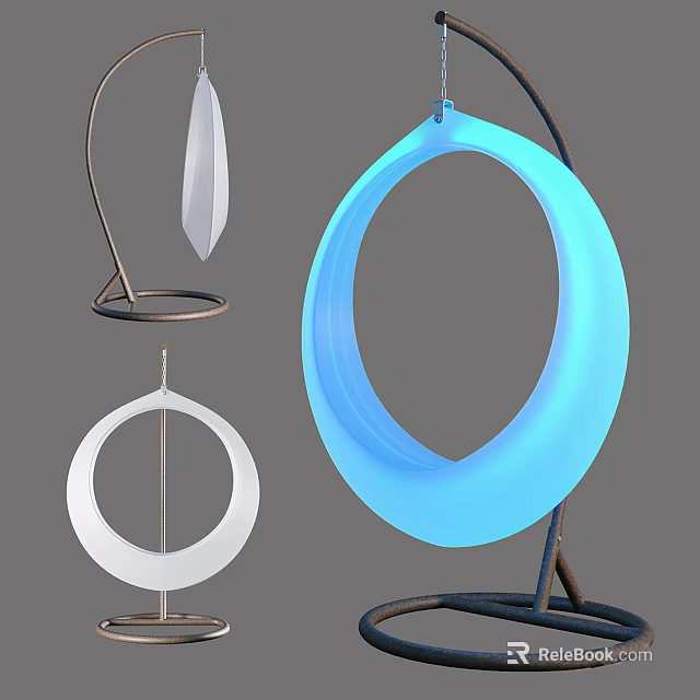 Outdoor Circular Playground Equipment In Blue White With Metal Frames And Smooth Surfaces 3d model 
