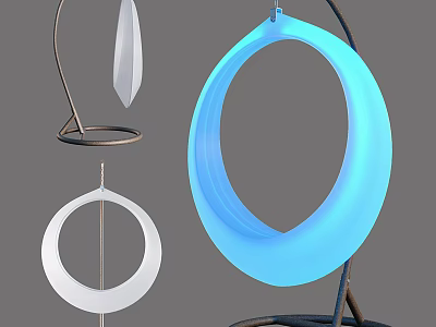 Outdoor Circular Playground Equipment In Blue White With Metal Frames And Smooth Surfaces 3d model