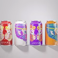 Colorful Beverage Cans With Lion Head Designs And 1573 Label In Red White Purple Orange