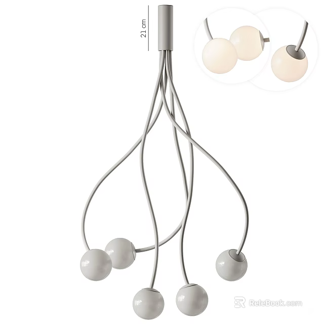 Modern Chandelier With Multiple Spherical Bulbs And Metal Wire Design 3d model