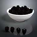 Fresh Ripe Blackberries in White Bowl with Scattered Berries on Table Surface