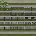Various Decorative Railings with Intricate Patterns and Designs on Grass and Concrete