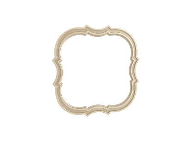 Square Golden Mirror with Decorative Scalloped Frame and Ornate Design 3d model