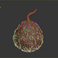 Brown Fibrous Round Food With Curved Stem And Natural Texture