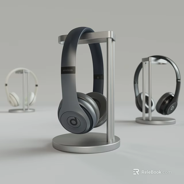 Beats Wireless Headphones Display On Metal Stand With Different Colors Design 3d model 