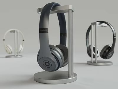 Beats Wireless Headphones Display On Metal Stand With Different Colors Design 3d model