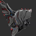 Futuristic Gray Hat With Red Accents Blue Details And Spiked 3D Rendered Design