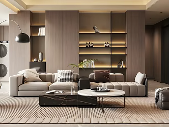 Italian Light Luxury Home Living Room Sofa Coffee Table Combination Leisure Chair Decorative Cabinet 3d model