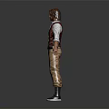 Male Character With Brown Hair Beard In Red Vest White Shirt Khaki Pants Gray Shoes 3d model