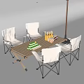 Outdoor Folding Table and Chair Set With Wooden Top White Seats Drinks And Green Boxes