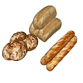Assorted Fresh Bread Varieties Including Round Loaves Baguettes And Oval Rolls