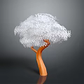 Modern Artistic Decorative Tree Featuring Orange Trunk And White Fluffy Canopy