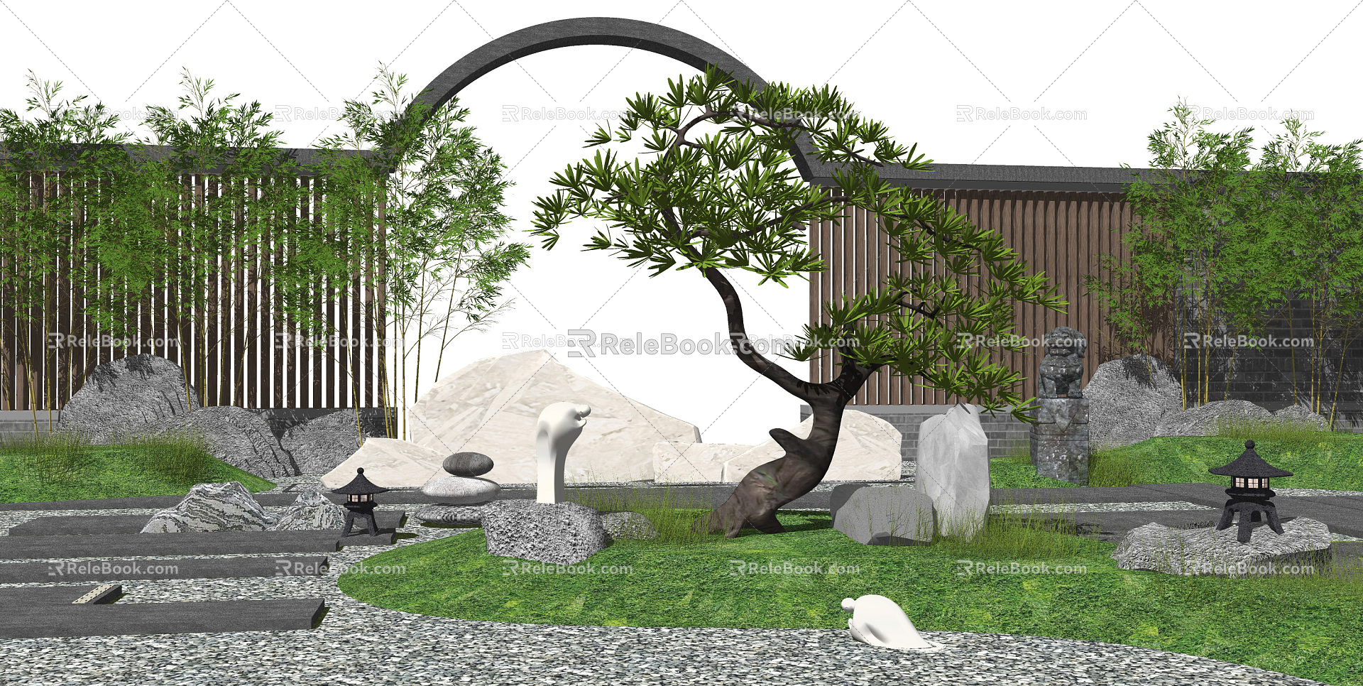 Chinese style landscape sketch courtyard landscape model