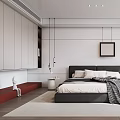 Modern Bedroom Interior Design With Dark Headboard Gray Blanket White Bedding And Green Plant