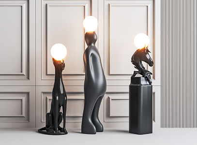 Modern special-shaped floor lamp floor lamp combination 3d model