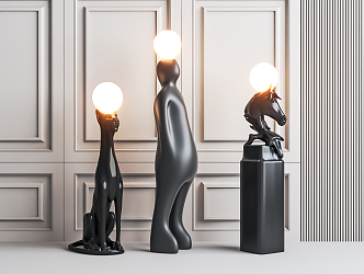 Modern special-shaped floor lamp floor lamp combination 3d model