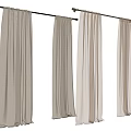 Elegant Beige Sheer Curtains Hanging On Metal Rod For Window Decoration