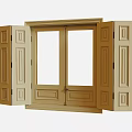 Wooden Casement Window Design With Double Sashes And Decorative Frame Structure 3d model