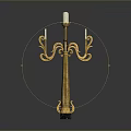 Ornate Golden Candelabra With Multiple Decorative Arms And Black Base 3d model