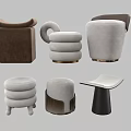 Elegant Modern Stools with Various Designs Different Colors and Contemporary Styles 3d model