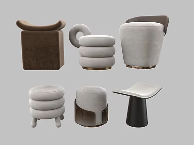 Elegant Modern Stools with Various Designs Different Colors and Contemporary Styles 3d model