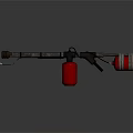 Flamethrower Equipment With Metal Spray Pipe Red Fuel Canisters And Control Grip