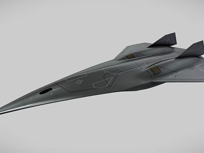 Stealth Military Aircraft With Aerodynamic Gray Body And Twin Tail Fins 3d model