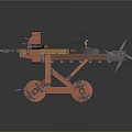Ancient Military Vehicle With Wooden Frame Spiked Design And Wheels For Siege Warfare