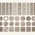 Chinese-style Pane Hollow Window Hollow Window Square Lattice Antique Window Wood Carved Flower Window Round Window 3d model