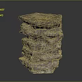 Stacked Natural Stone Pedestal With Rustic Layered Textured Rough Surface Design