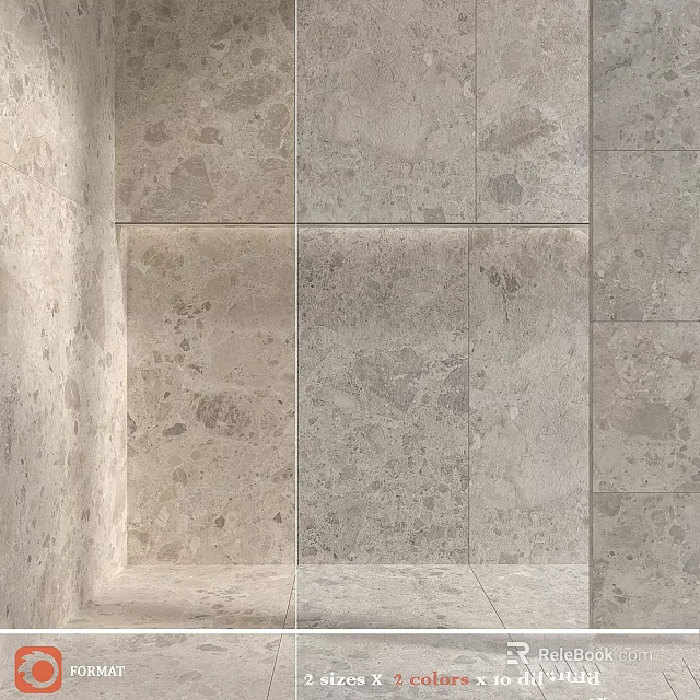 Gray Marble Wall Tile Components With Natural Texture And Modern Design 3d model