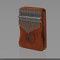 Wooden Kalimba Musical Instrument With Metal Tines And Ornate Circular Sound Hole