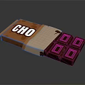 Open Chocolate Bar Package With Orange White Wrapper And CHO Label Dark Pieces