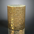 Golden Cylindrical Decorative Daily Use Item Featuring Intricate Floral Patterns Design