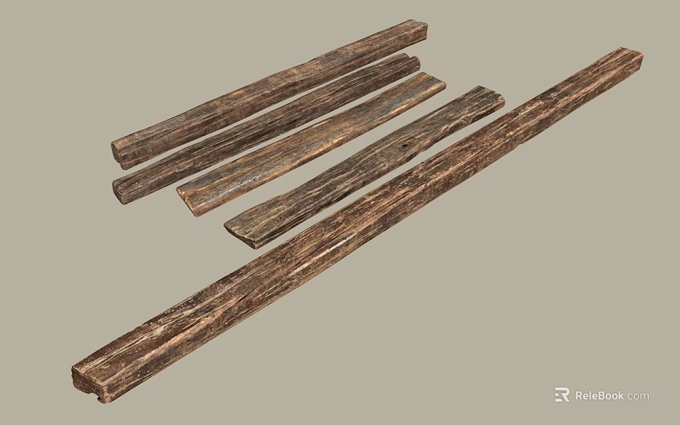 Rustic Wooden Stone Planks With Natural Textured Surface And Long Strip Design 3d model 