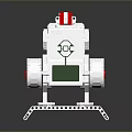 White Robot Model With Green Display Panel Red Wheel Hubs And Mechanical Structure 3d model
