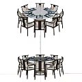 Elegant Round Dining Table Set With Matching Chairs And Tableware Setting 3d model