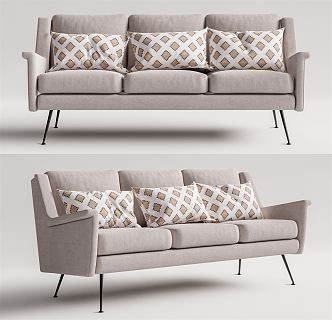 Modern three-seat sofa multiplayer sofa 3d model