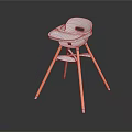 Modern Kids High Chair With White Seat Three Orange Legs And Tray