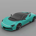 Turquoise Sports Car With Black Roof Red Accents Black Wheels And Modern Design