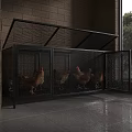 Spacious Metal Pet Cage With Wire Mesh Design Open Top And Chickens Inside
