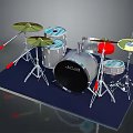 Professional Jazz Drum Set With Multiple Drums Colorful Cymbals And Metal Stands