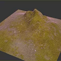 Yellow Green Terrain Model With Small Hill And Textured Surface