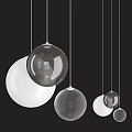 Modern Spherical Pendant Lights With Black White And Transparent Glass Design Features