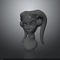 3D Character Head Model With Earphones And Ponytail Design Features 3d model