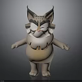 Cute Cartoon Cat Character With Large Ears Chubby Belly And Plush Texture