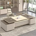 Modern Office Desk With Laptop Desk Lamp Phone And Office Chair Near Bookshelf Green Plants