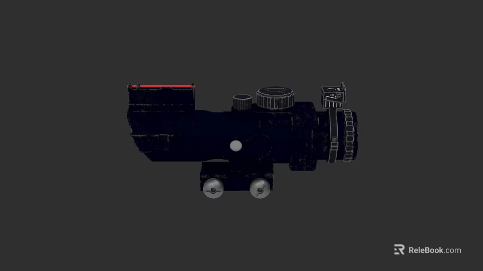 Weapon Scope 3D Model Design with Red Dot and Adjustment Knobs 3d model 